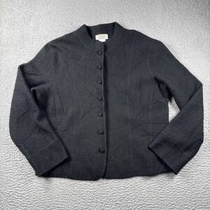 Talbots Petites Cardigan Womens L Button Up Lightweight Minimalist 100% Wool